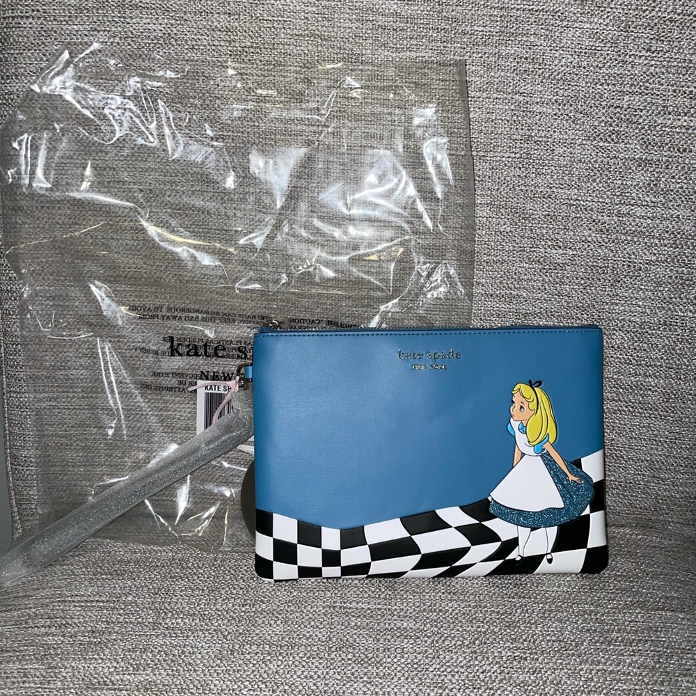 KATE SPADE ALICE IN WONDERLAND WRISTLET POUCH